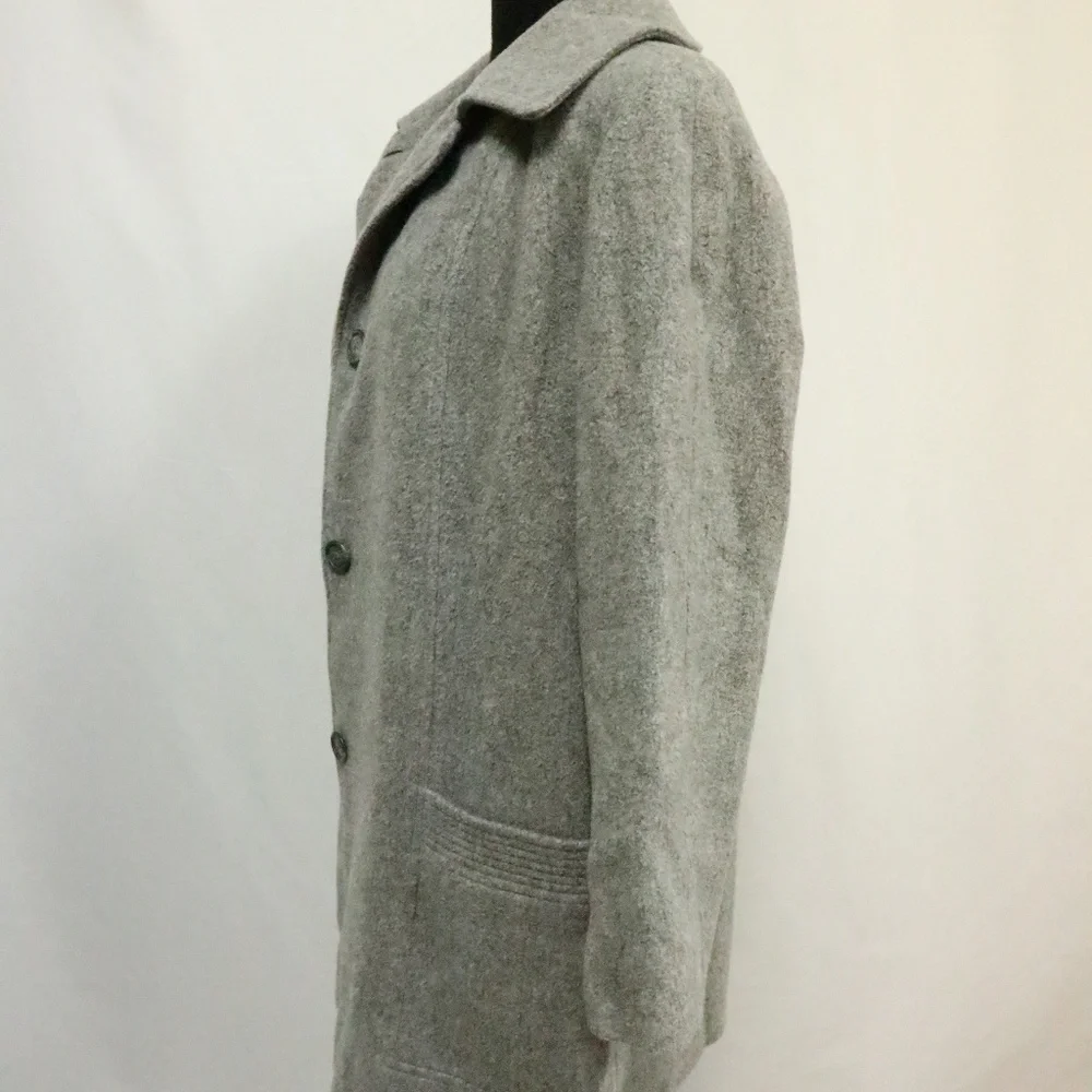 VTG ALORNA Gray Wool 3-Button Long Coat Sz LG - Picture 2 of 6